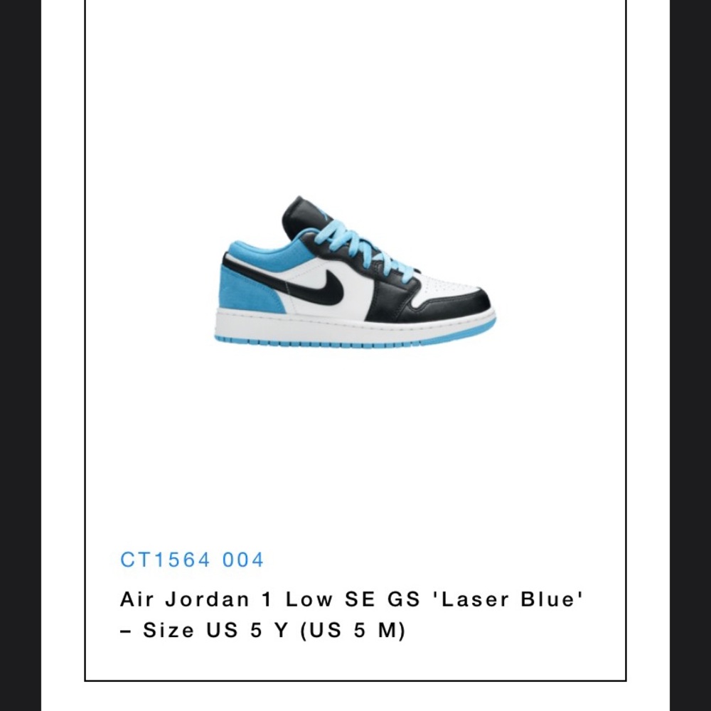 Air Jordan 1 Low SE GS 'Laser Blue' – Size US 5 Y (US 5 M)
